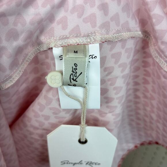 NWT Simple Retro Heart Print Slip Dress Romantic Feminine Midi M - Picture 5 of 10